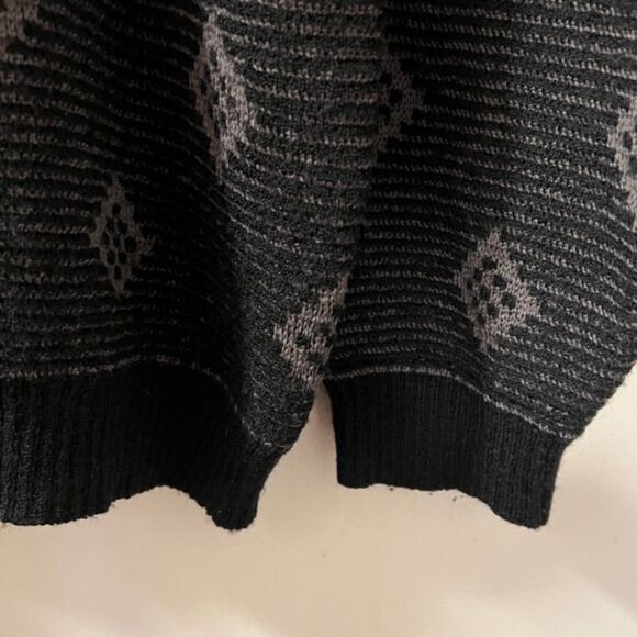 VTG Mondo di Marco Mens Black Gray Diamond Print Wool Blend Sweater Sz Medium - Picture 6 of 14